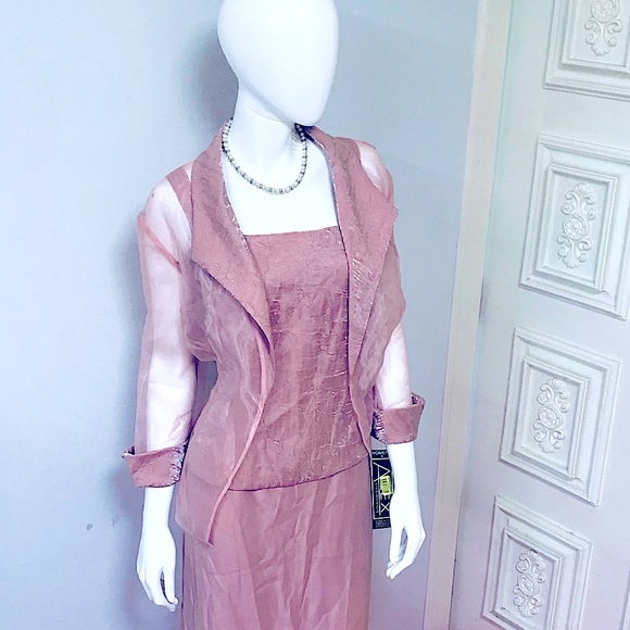 🆕2pc Elegant RoseGold Formal Dress w/Fine Jacket - Picture 9 of 16